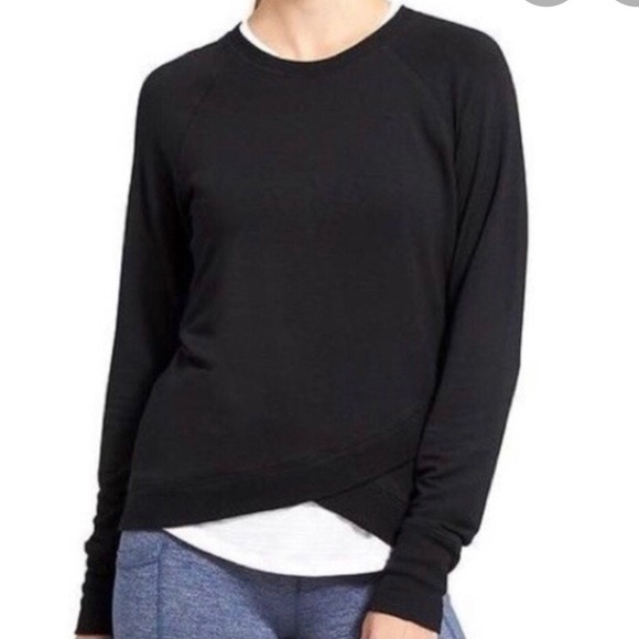 Athleta Sweaters - Athleta Black Criss Cross Tulip Hem Sweater